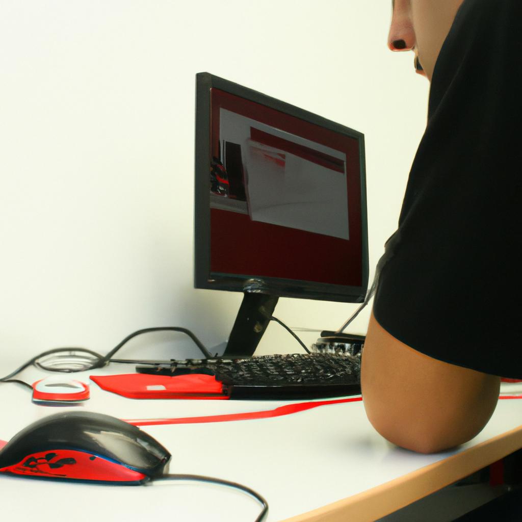 Person working with computer software